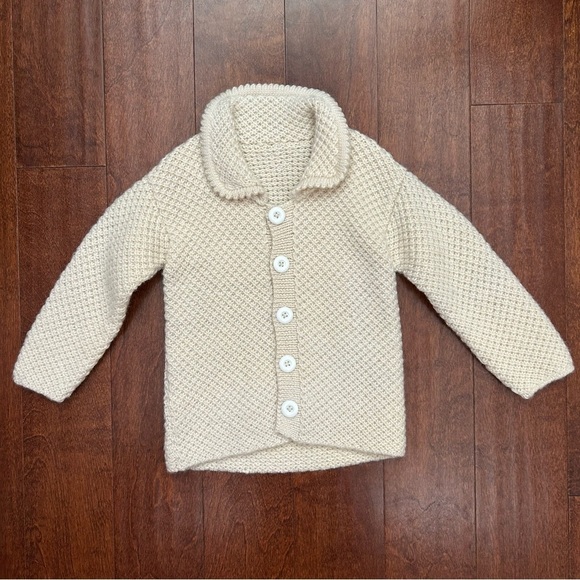 Cozy Cream Knit Kids Cardigan, So Classic and Lovely, Size 5 - Picture 1 of 10
